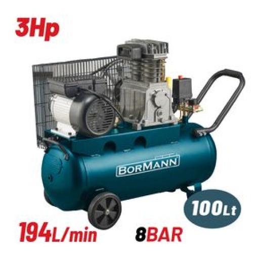 Αεροσυμπιεστής Ιμάντα 3Hp/100Lt BormannPro BAT5016