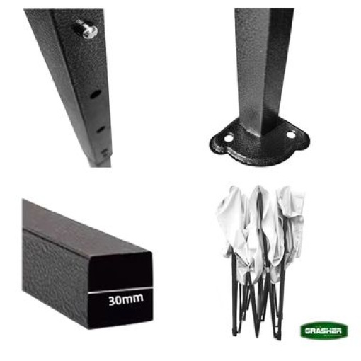 Πτυσσόμενο Κιόσκι Κήπου 3x3m Λευκό 420D GRASHER TGL3435 - Image 6